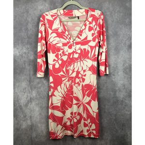 Tommy Bahama 100% Silk Dress Floral Tropical‎ Hawaiian Pink & Cream Size Small